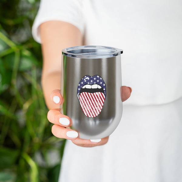 Stars + Stripes Tongue Out Wine Tumbler 12oz