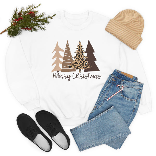 Brown Leopard Christmas Trees Unisex Sweatshirt