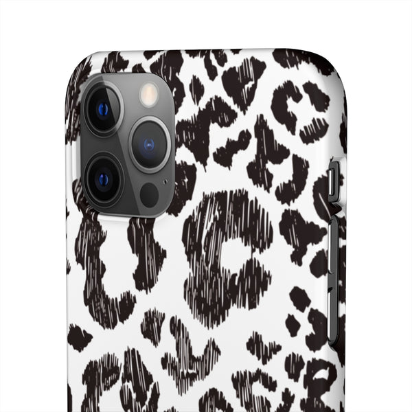 Leopard Sketch Print Snap iPhone 12 Case