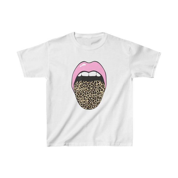 Youth - Pink Lips Leopard Tongue Out Kids Tee