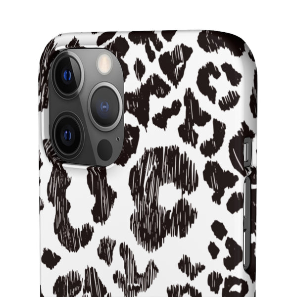 Leopard Sketch Print Snap iPhone 12 Case