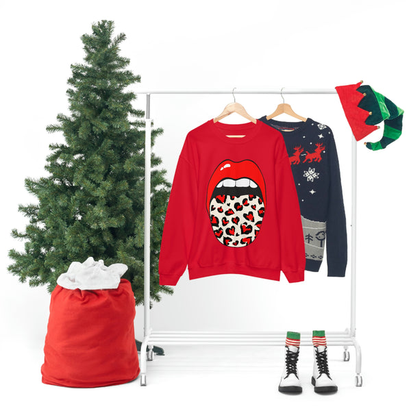 Valentine Hearts Tongue Out Unisex Crewneck Sweatshirt