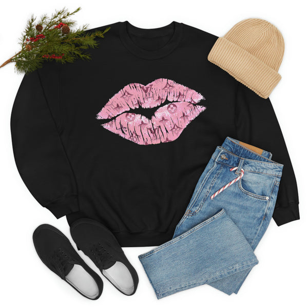 Luxe Pink Kiss Lips Unisex Crewneck Sweatshirt