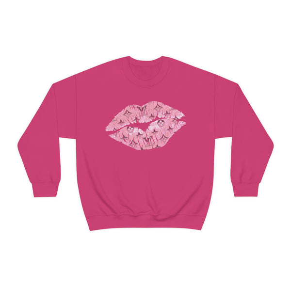 Luxe Pink Kiss Lips Unisex Crewneck Sweatshirt