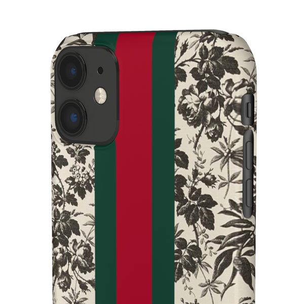 Bee Stripe Floral Wallpaper iPhone 12 & X Snap Case