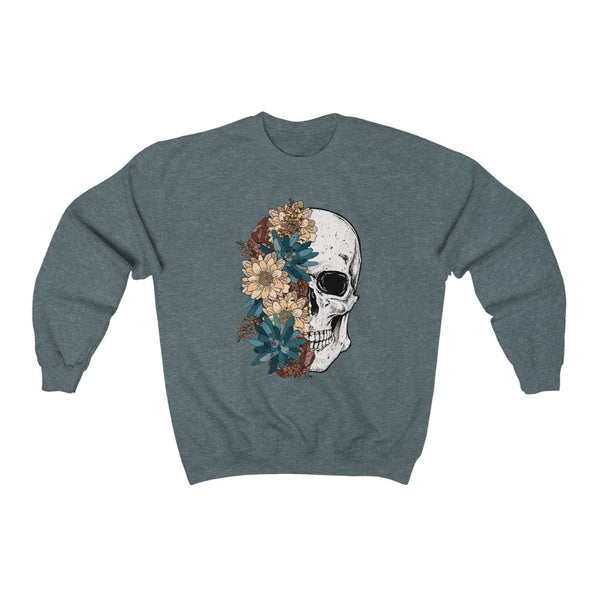 Fall Floral Skull Unisex Sweatshirt