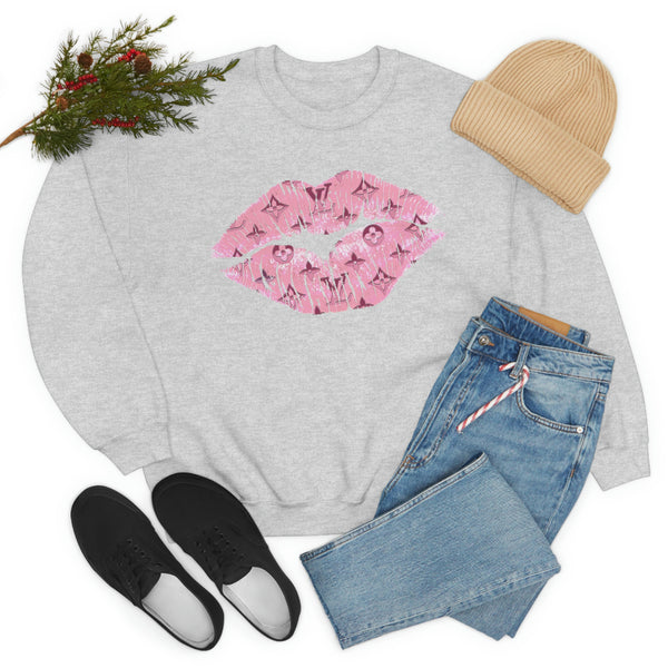 Luxe Pink Kiss Lips Unisex Crewneck Sweatshirt