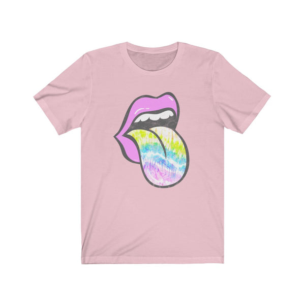 Lavender Rose Lips Tie Dye Pastel Tongue Out Unisex Tee