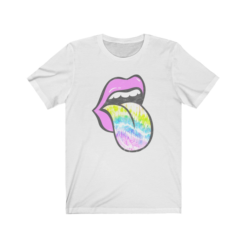 Lavender Rose Lips Tie Dye Pastel Tongue Out Unisex Tee