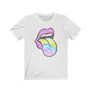 Lavender Rose Lips Tie Dye Pastel Tongue Out Unisex Tee