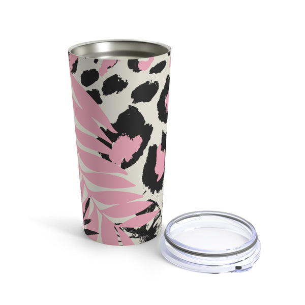 Pink Leaf Leopard Tumbler 20oz