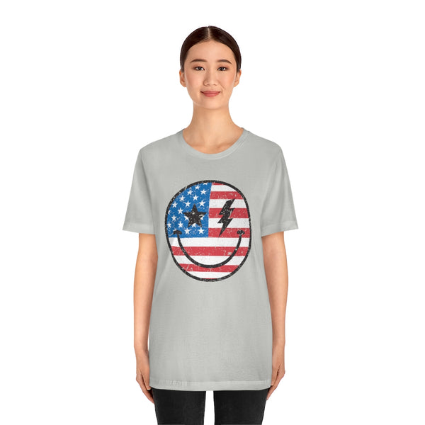American Flag Smiley Face Unisex Tee