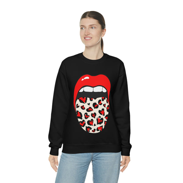 Valentine Hearts Tongue Out Unisex Crewneck Sweatshirt