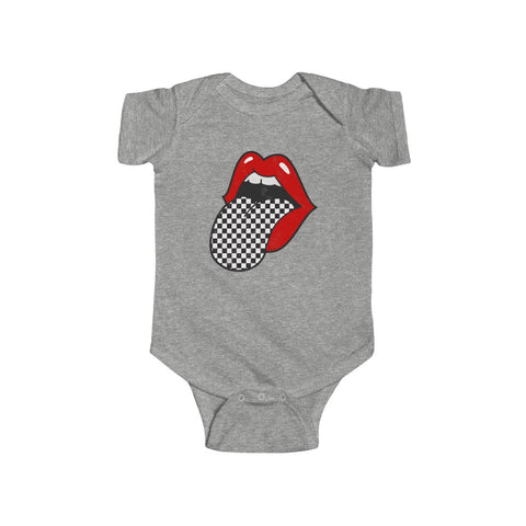 Baby - Red Lips Checkered Tongue Out Distressed Onesie