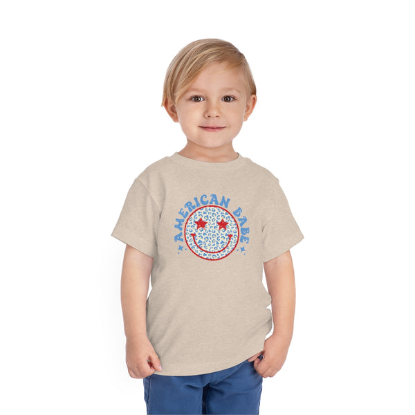American Babe Leopard Smiley Face Toddler Tee