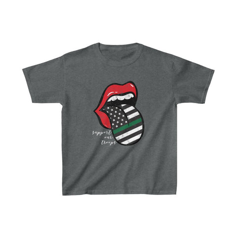 Youth - Military Flag Tongue Support The Troops Kids Tee