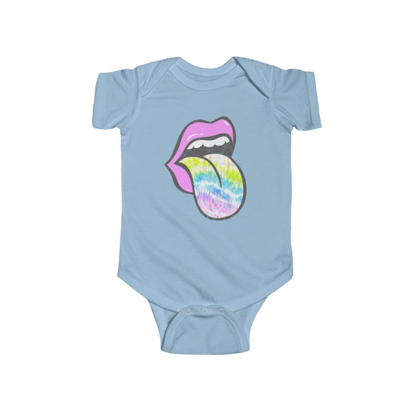 Baby - Lavender Lips Tie Dye Tongue Out Distressed Onesie