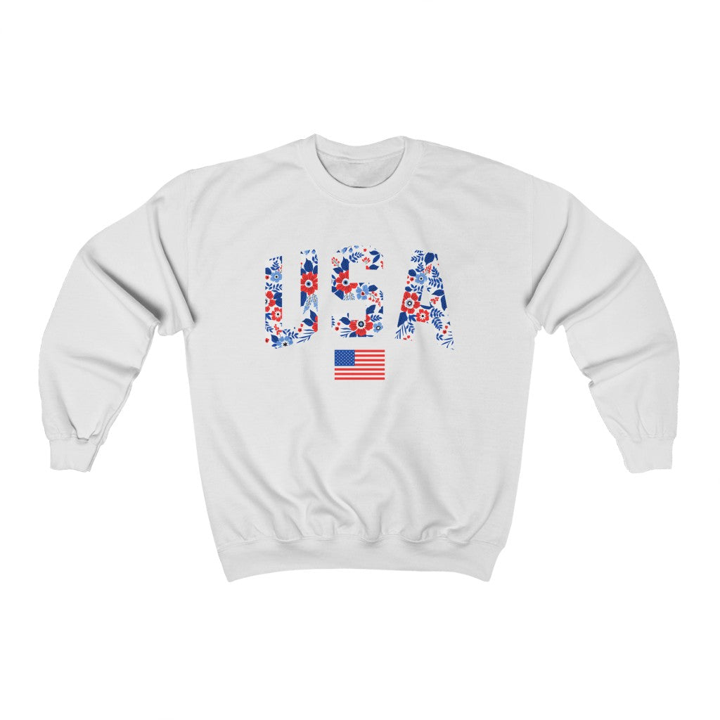 Floral USA American Flag Unisex Sweatshirt