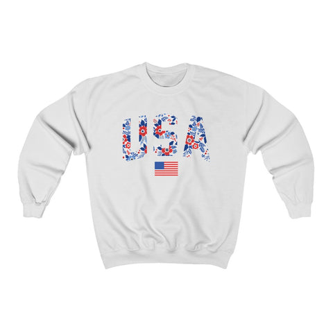 Floral USA American Flag Unisex Sweatshirt