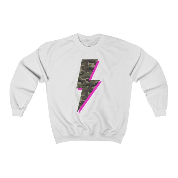 Camo Pink Lightning Bolt Unisex Crewneck Sweatshirt