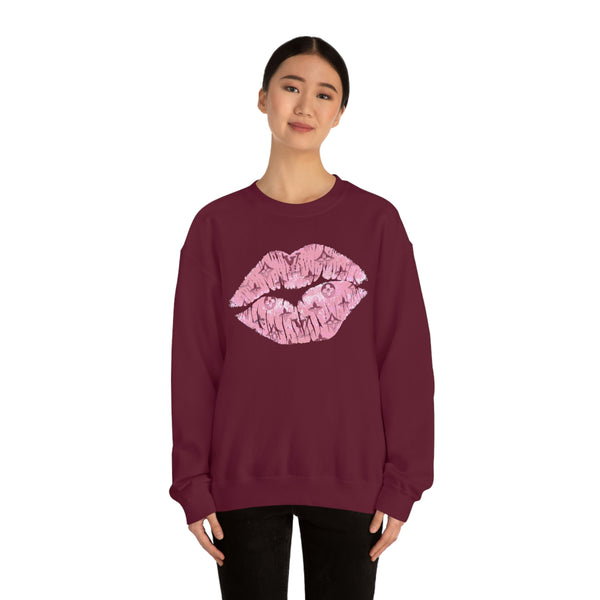 Luxe Pink Kiss Lips Unisex Crewneck Sweatshirt