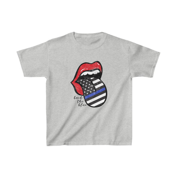 Youth - Police Flag Tongue Back the Blue Kids Tee