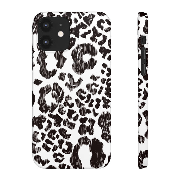 Leopard Sketch Print Snap iPhone 12 Case
