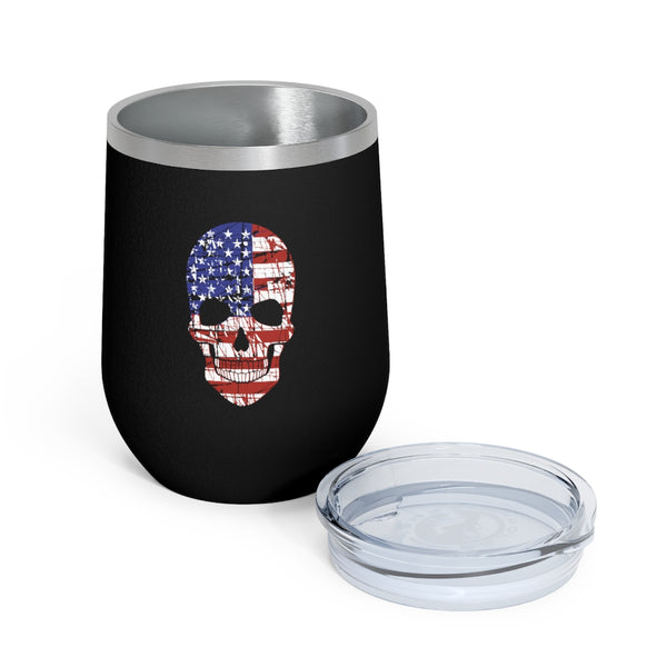 American Flag Skull Wine Tumbler 12oz