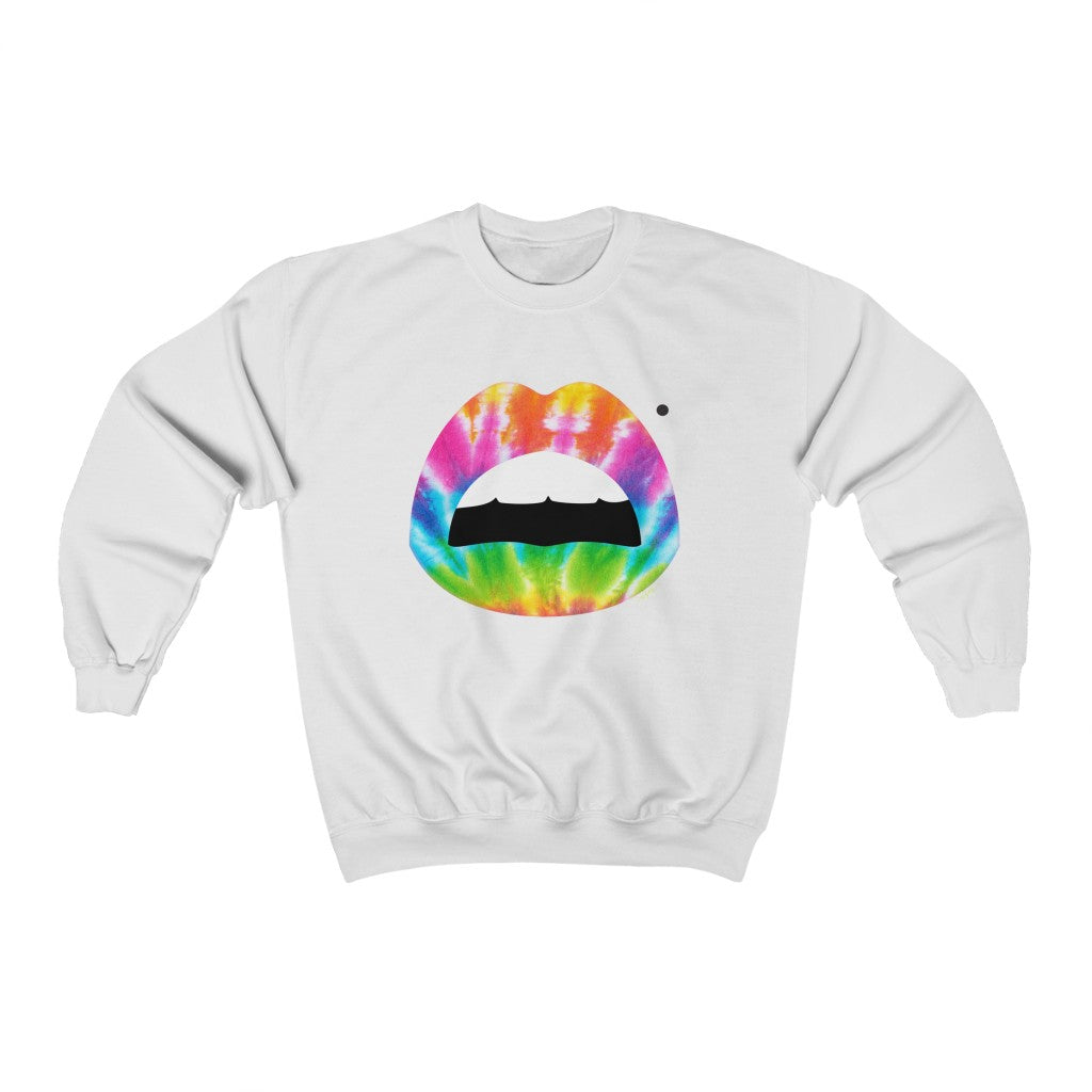 Tie Dye Mouth Beauty Mark Unisex Crewneck Sweatshirt