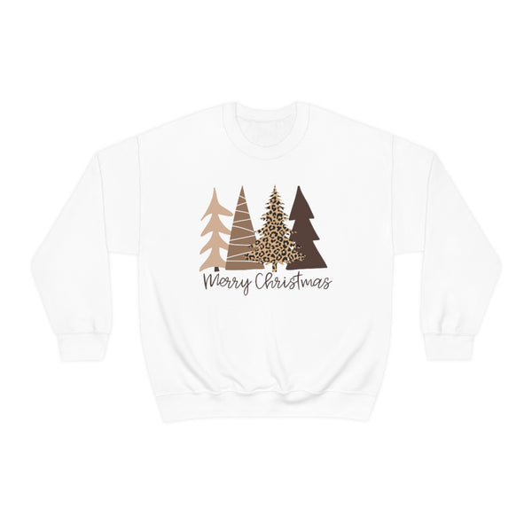 Brown Leopard Christmas Trees Unisex Sweatshirt