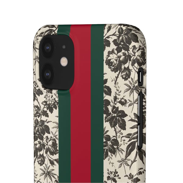 Bee Stripe Floral Wallpaper iPhone 12 & X Snap Case