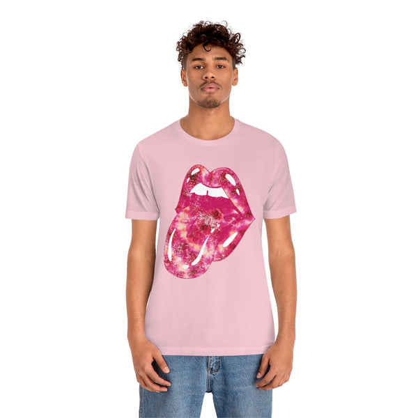 Tie Dye Lips Tongue Out Pinks Distressed Unisex Tee