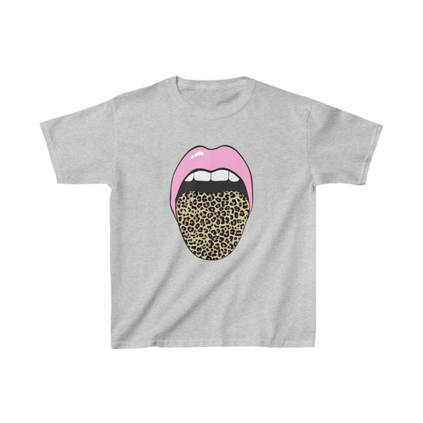Youth - Pink Lips Leopard Tongue Out Kids Tee