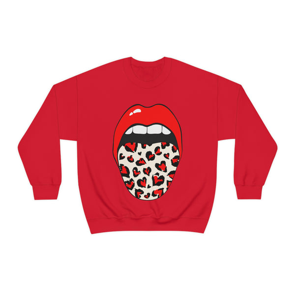 Valentine Hearts Tongue Out Unisex Crewneck Sweatshirt