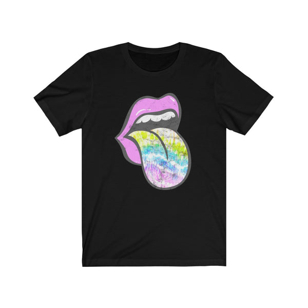 Lavender Rose Lips Tie Dye Pastel Tongue Out Unisex Tee