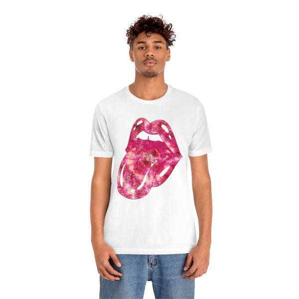 Tie Dye Lips Tongue Out Pinks Distressed Unisex Tee