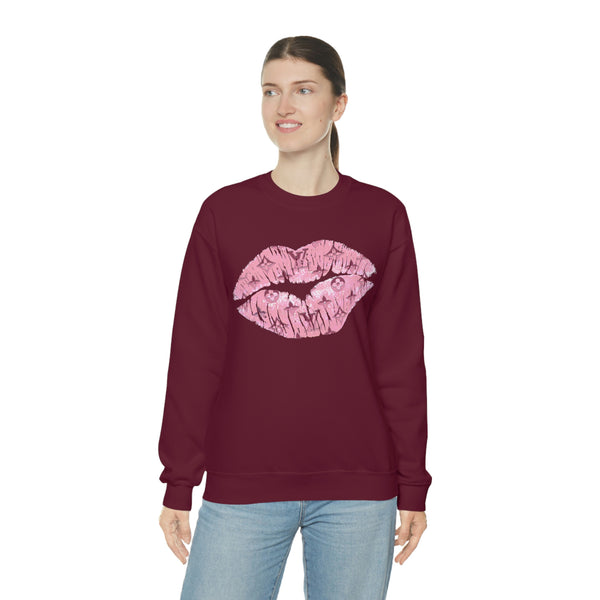 Luxe Pink Kiss Lips Unisex Crewneck Sweatshirt