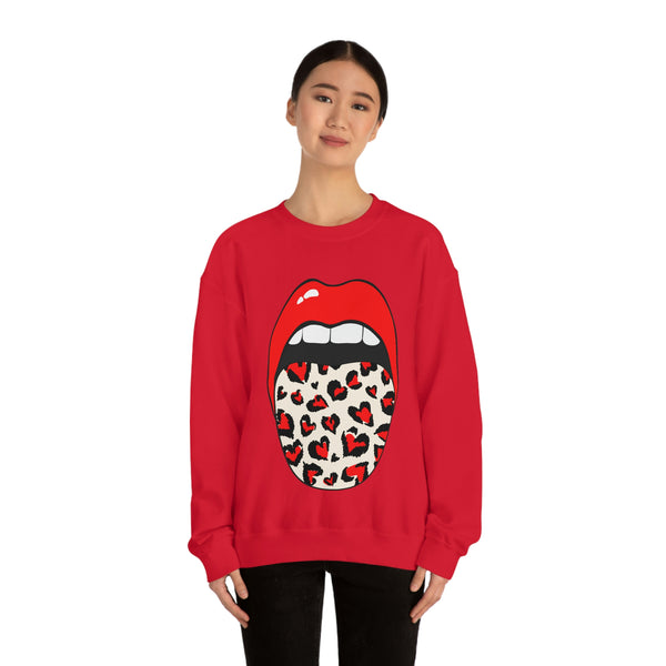 Valentine Hearts Tongue Out Unisex Crewneck Sweatshirt