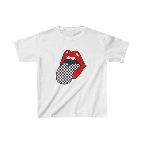 Youth - Red Lips Checkered Tongue Distressed Kids Tee