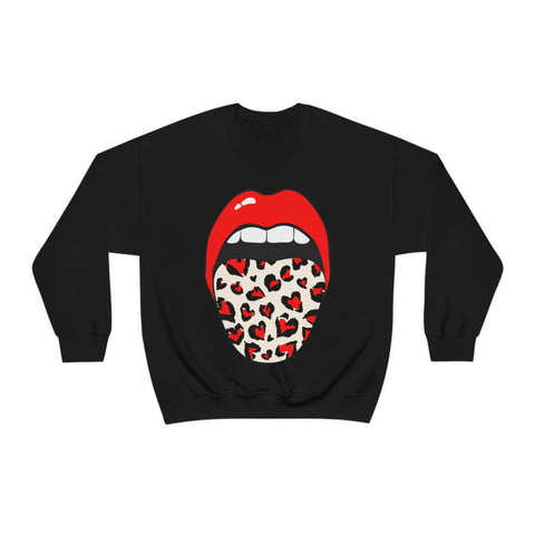 Valentine Hearts Tongue Out Unisex Crewneck Sweatshirt