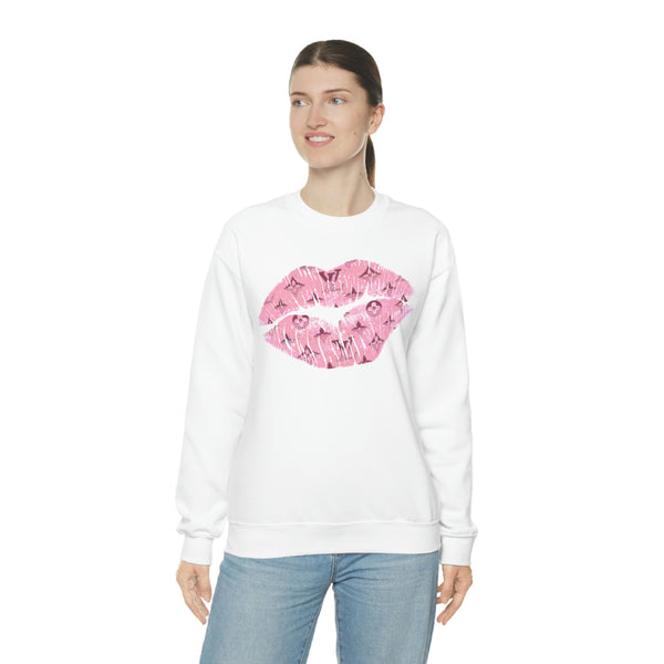 Luxe Pink Kiss Lips Unisex Crewneck Sweatshirt