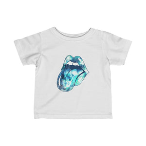 Infant - Blue Tie Dye Lips Leopard Tongue Out Tee