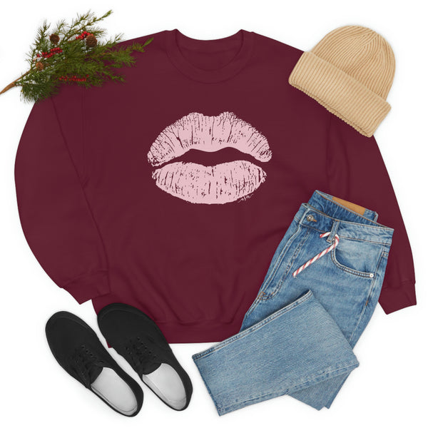 Pink Kiss Lips Unisex Crewneck Sweatshirt