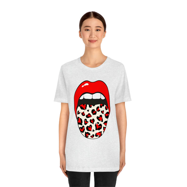 Valentine Hearts Tongue Out Unisex Short Sleeve Tee
