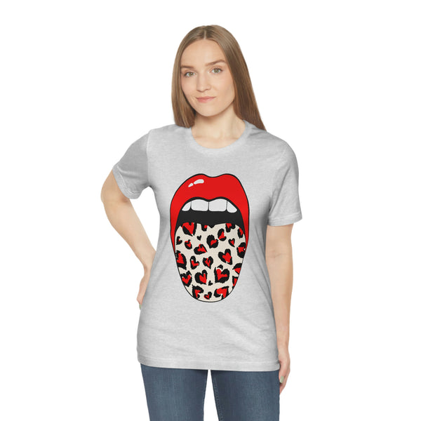 Valentine Hearts Tongue Out Unisex Short Sleeve Tee