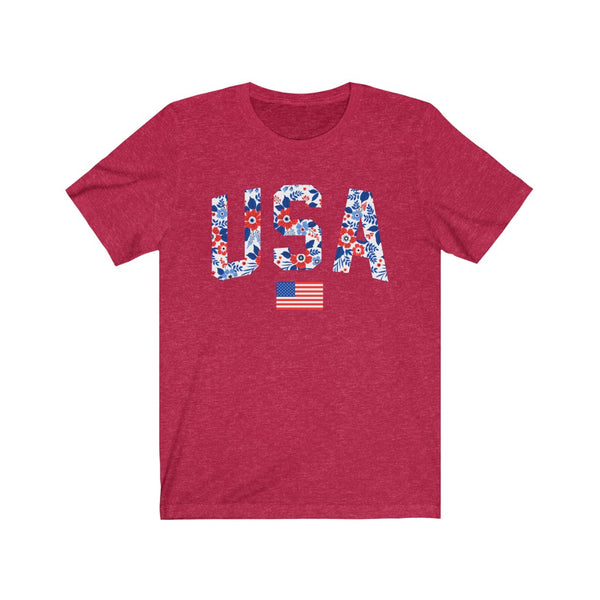 Floral USA American Flag Unisex Tee