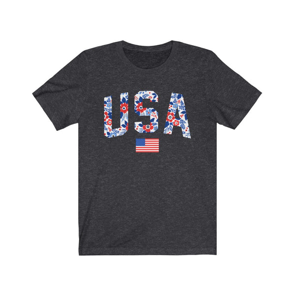 Floral USA American Flag Unisex Tee