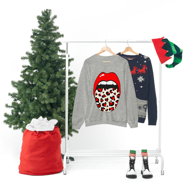 Valentine Hearts Tongue Out Unisex Crewneck Sweatshirt