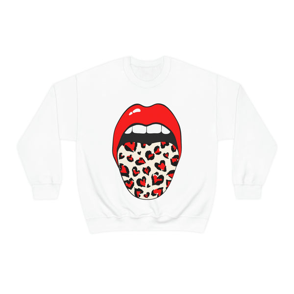 Valentine Hearts Tongue Out Unisex Crewneck Sweatshirt