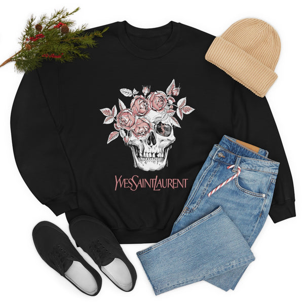 Skull Pink Roses Unisex Sweatshirt